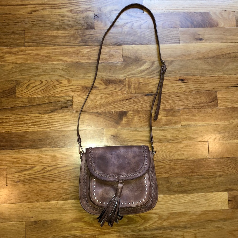 Brown leather saddle bag